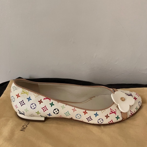 New White Multicolour Monogram LV Murakami flats - Picture 9 of 16